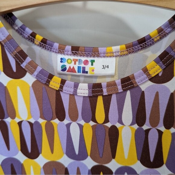 Dot Dot Smile sleeveless twirl dress purple yellow brown geometric tribal size 3 - Picture 4 of 5